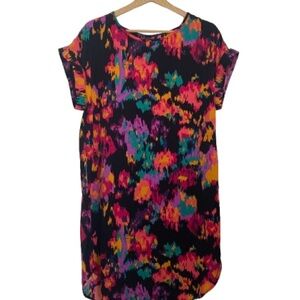 Colorful Abstract Print Midi Dress belted